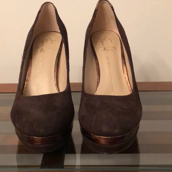 Franco Sarto Brown Suede & Copper Snakeskin Pumps - Picture 2 of 4